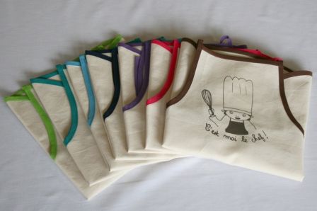 Tabliers de petit cuisinier : l'assortiment de couleurs, janv. 2013 Tabliers de petit cuisinier : l'assortiment de couleurs